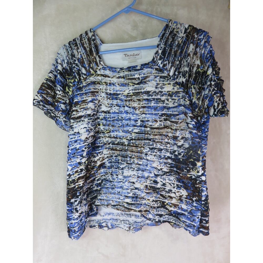 Vintage Tanjay Petites Women's Blouse Size Medium Petite Short Sleeve Lined